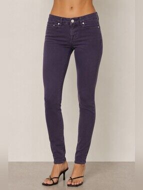 💜🦋 Express Purple Skinny Jeans Low Rise Jean Legging Y2K Mall Girl Size 6 Reg